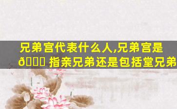 兄弟宫代表什么人,兄弟宫是 🐝 指亲兄弟还是包括堂兄弟